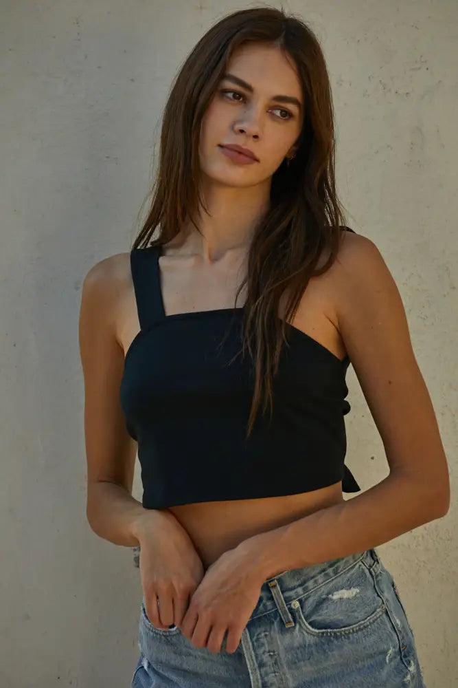 Katie Tie Crop in Black