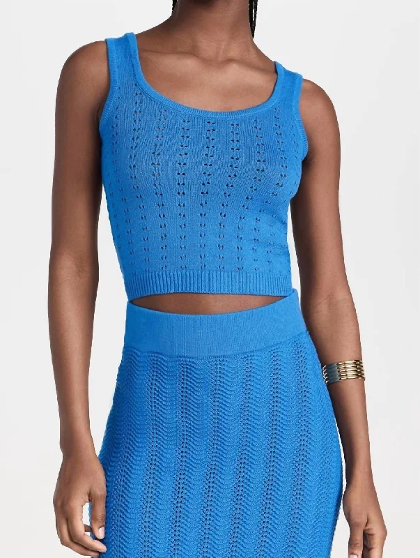 Perla Crochet Crop Top In Indigo