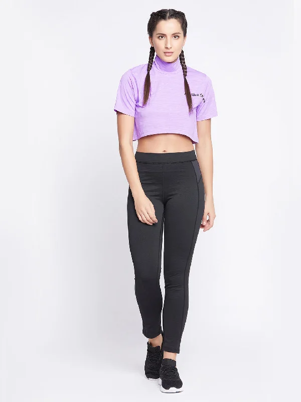 Lilac Comfort Fit Turtleneck Active Crop Top