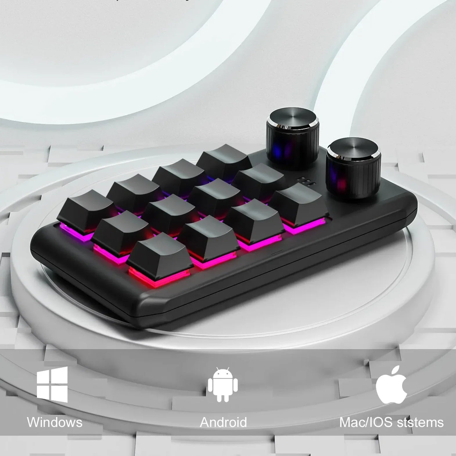 Compact Bluetooth RGB Mechanical Macropad with Custom Macros and Dual Knobs