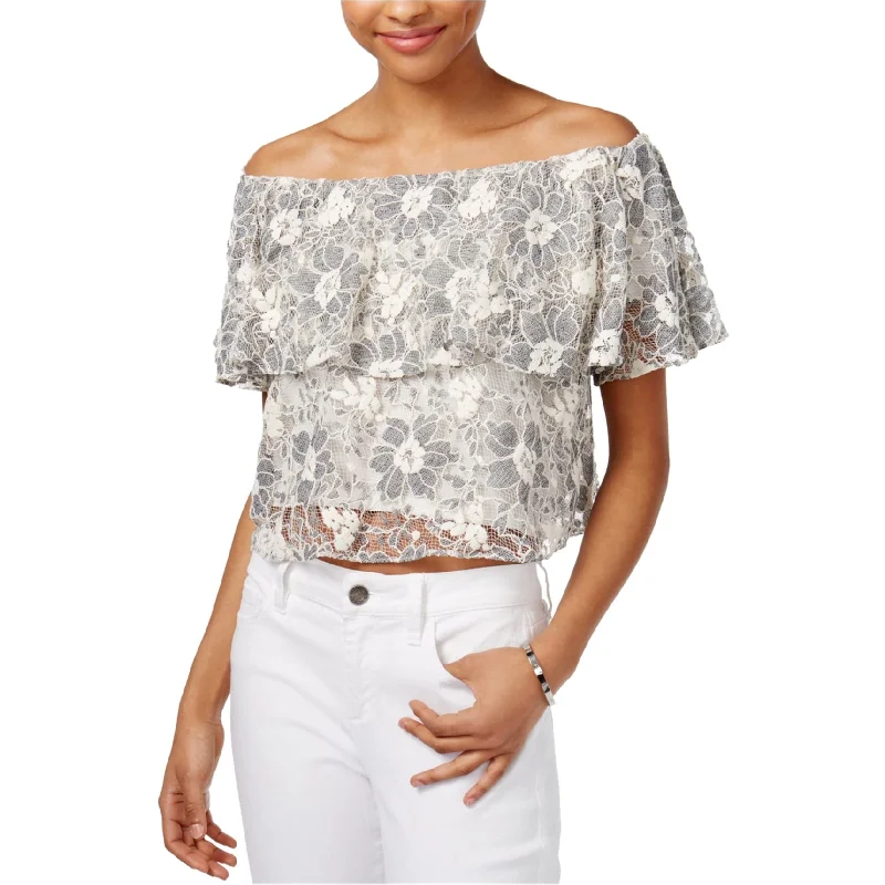 Rachel Roy Womens Lace Crop Knit Blouse