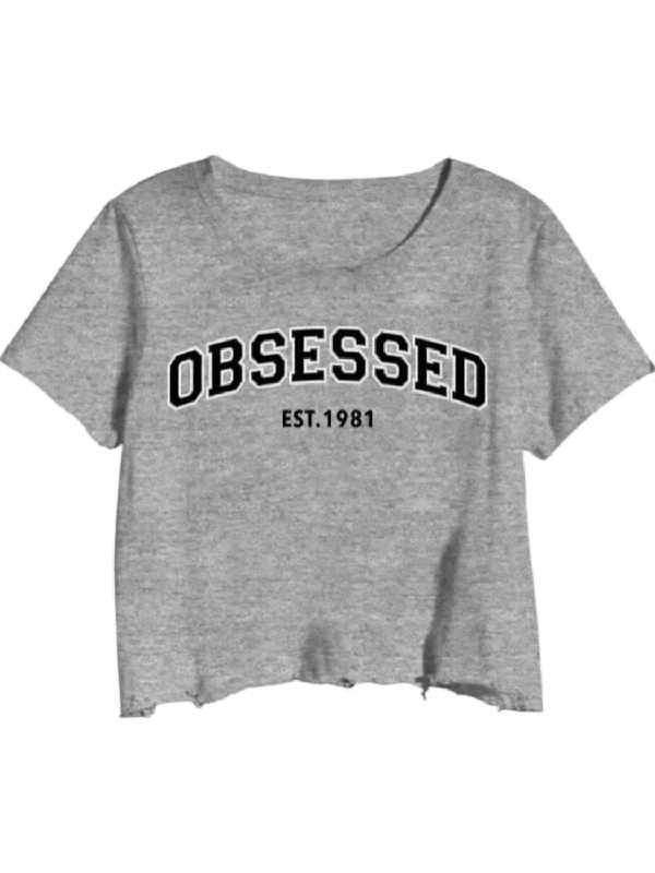 Women's Obsessed Crop Tee In Grey