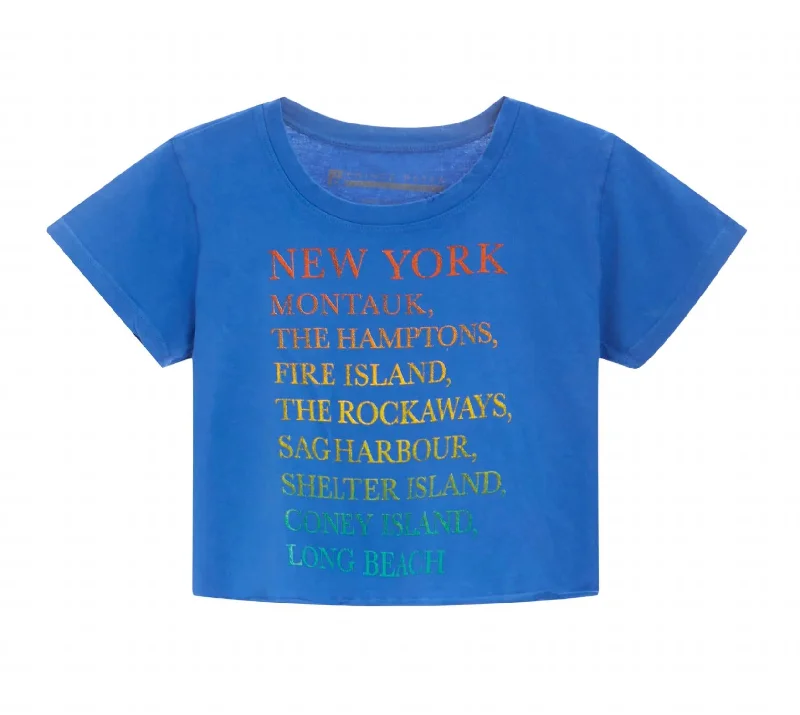 Women's New York Beaches Cropped Tee In Blue