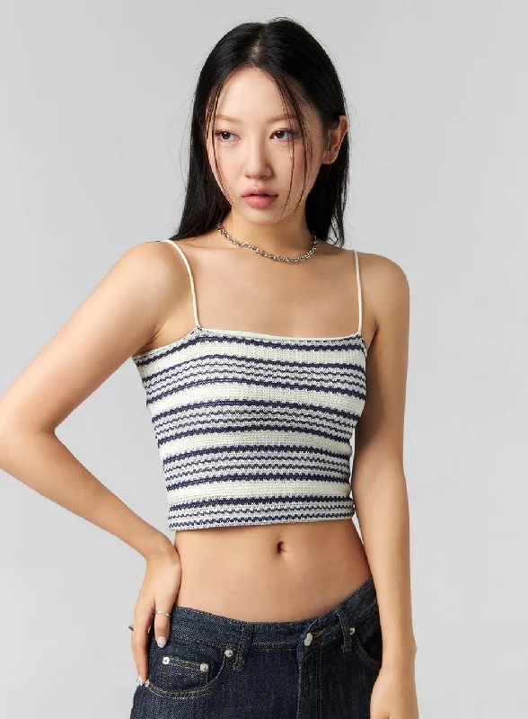 Stripe Cropped Knit Top CL320