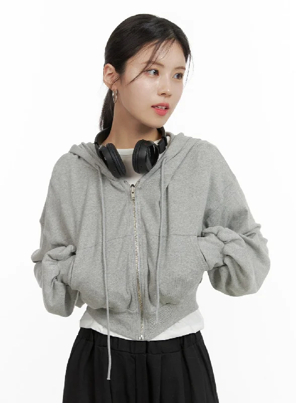 Zip-Up Crop Hoodie Sweatshirt OA419