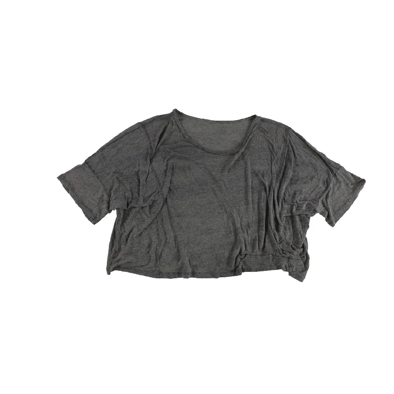 Tags Weekly Womens Heathered Crop Basic T-Shirt, Grey, M/L