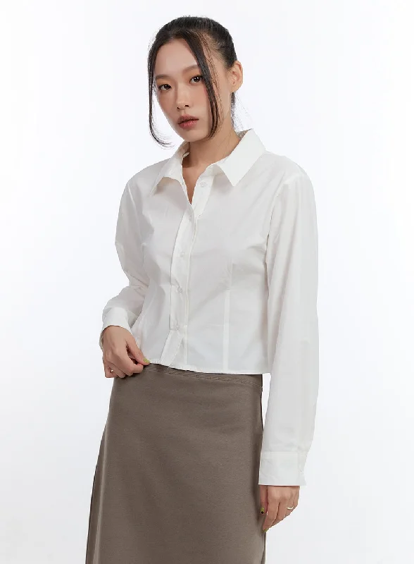 Cotton Pintuck Crop Shirt CN401