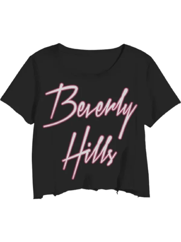 Women's Beverly Hills Logo Crop Tee In Black