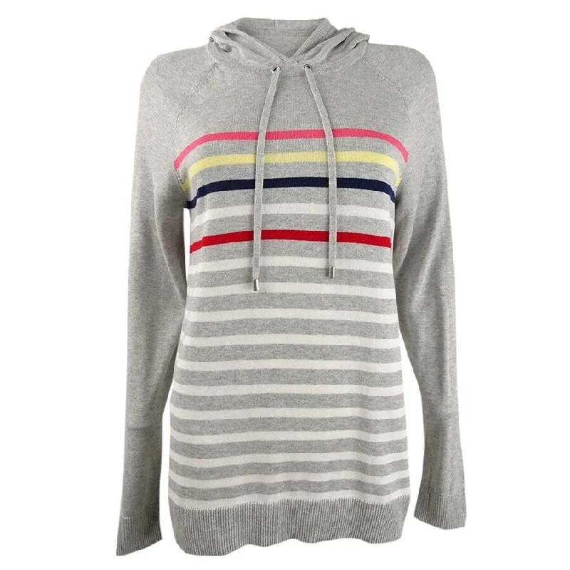 Charter Club Women's Striped Hooded Sweater