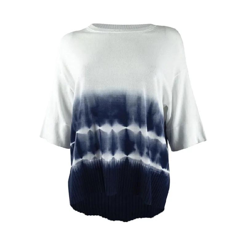 DKNY Women's Ribbed Cotton Tie-Dye Sweater