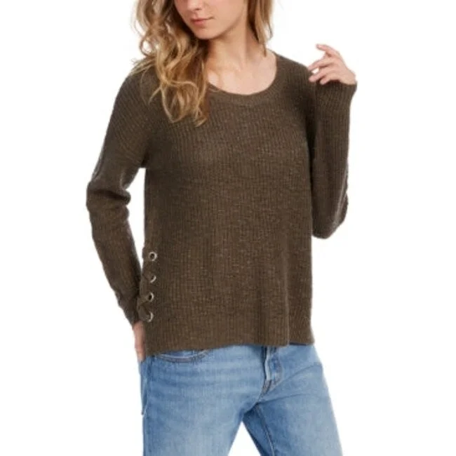 Hippie Rose Women's Juniors' Lace-Up Sweater Brown Size Xs