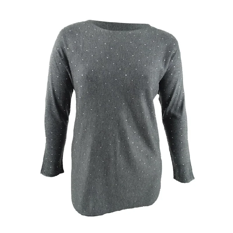 INC International Concepts Women's Embellished Shirttail Sweater