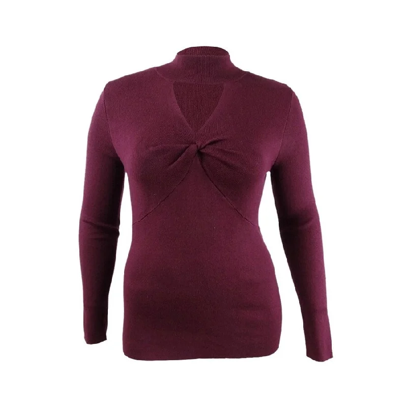 INC International Concepts Women's Mock-Neck Keyhole Twist Sweater