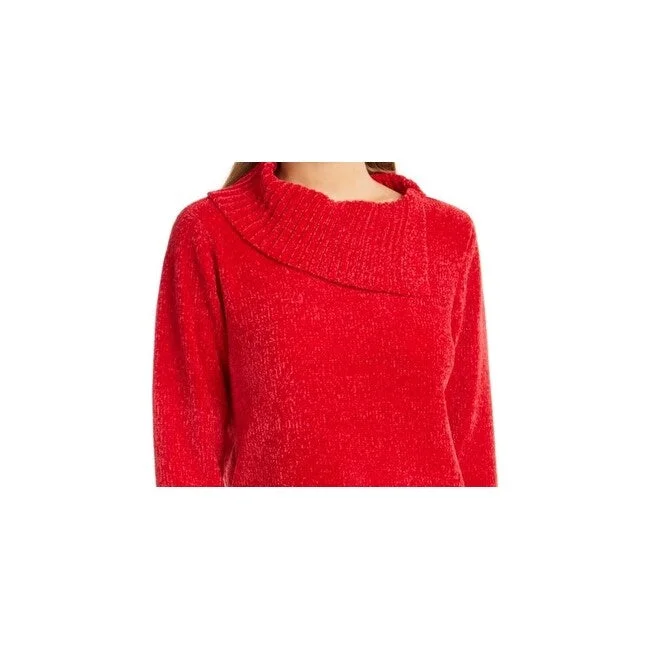 Karen Scott Women's Cowlneck Chenille Sweater Red Size X-Small