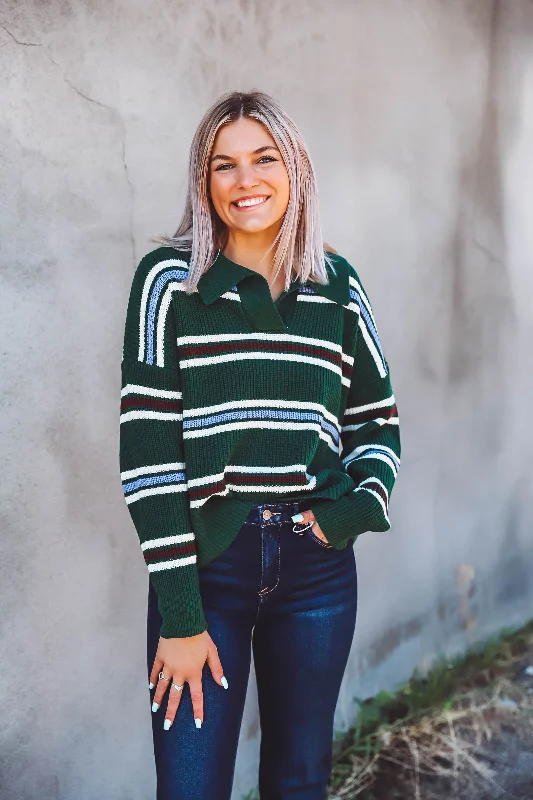 Lenny Striped Sweater-Sea Green