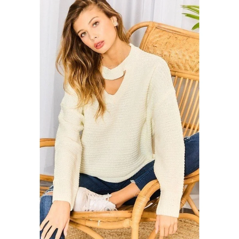 Long Sleeves Chocker Neck Oversize Sweater