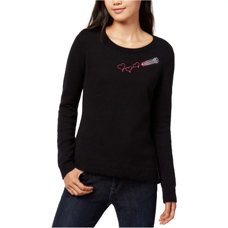 Maison Jules Womens Embroidered Lipstick Knit Sweater