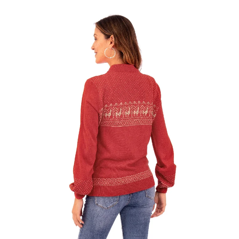 Novica Handmade Christmas Llamas Knit Sweater