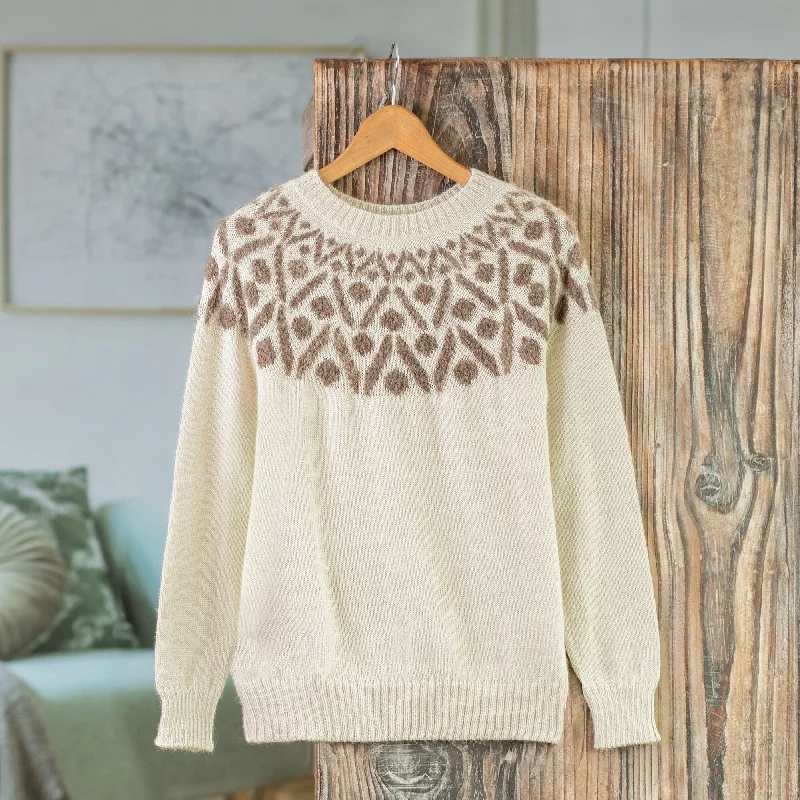 Novica Handmade Modern Geometry Crew-Neck Sweater