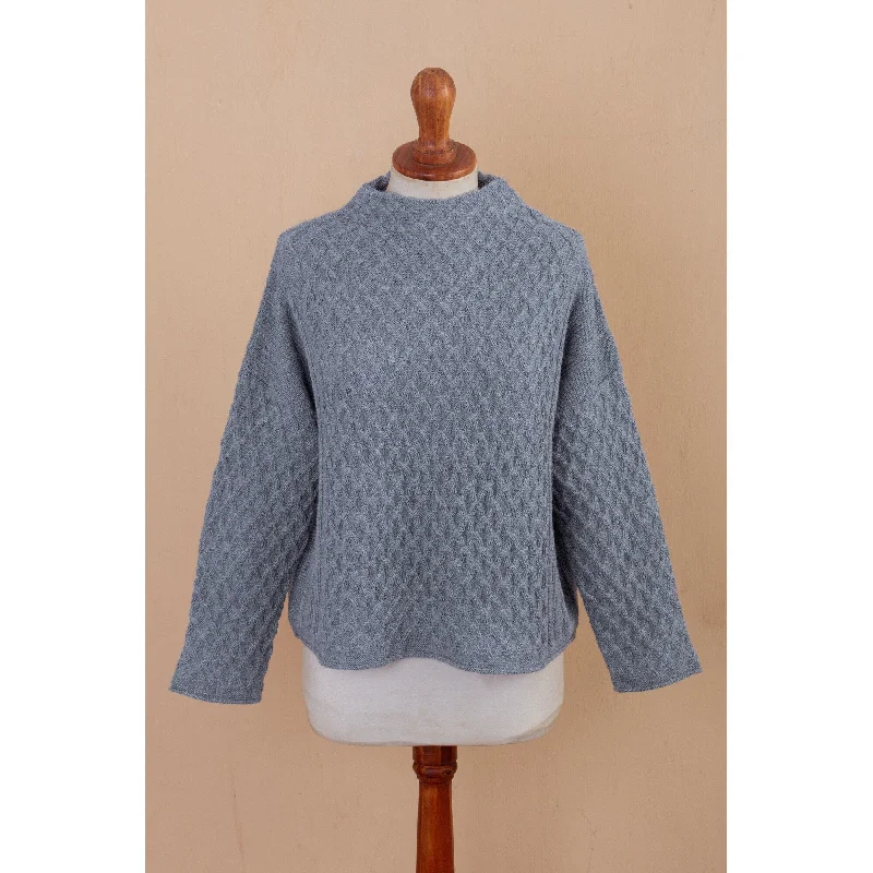 Novica Handmade Serene Blue Trellis 100% Sweater