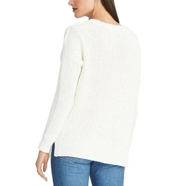 Rachel Roy Women's Textured Long Sleeve Crew Neck Sweater Natural Size Xx-Large