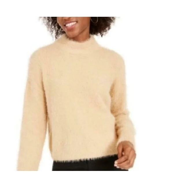 Sun + Moon Women's Fuzzy Mockneck Sweater Brown Size X-Large