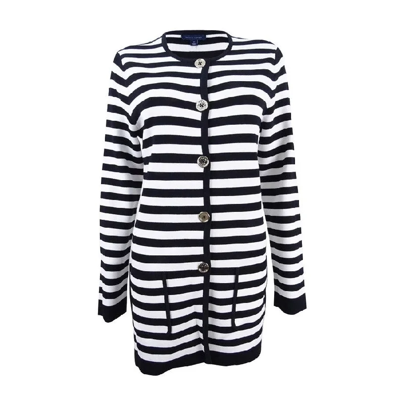 Tommy Hilfiger Women's Striped Sweater Coat