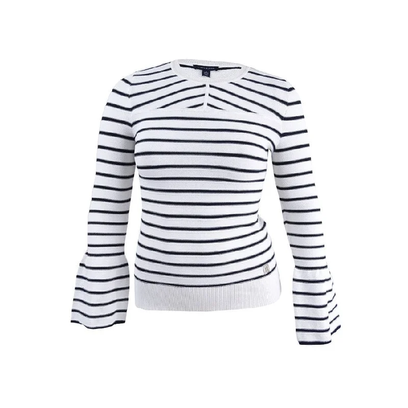 Tommy Hilfiger Women's Textured Striped Bell-Sleeve Sweater