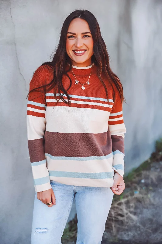 Veronica Striped Sweater-Copper