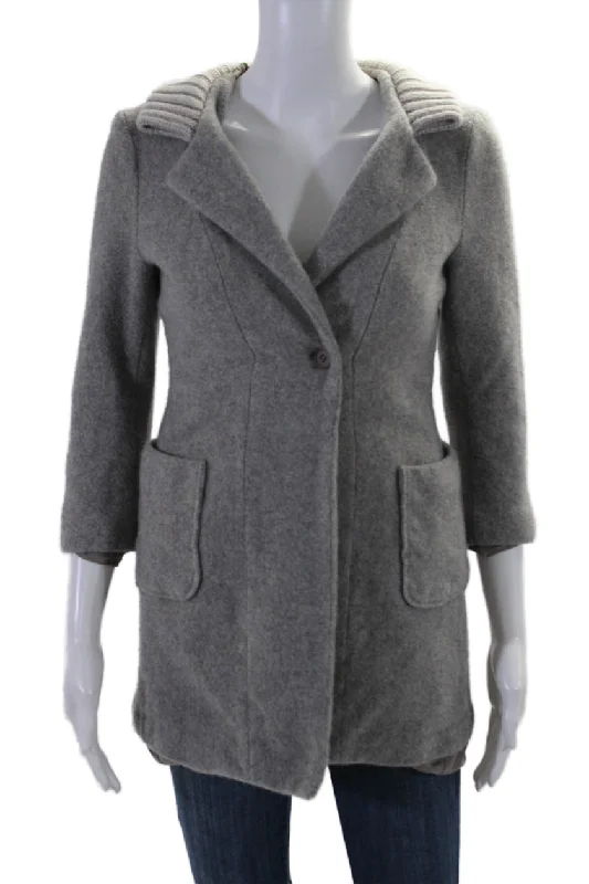 Fabiana Filippi Womens Single Button Notched Lapel Coated Gray Wool