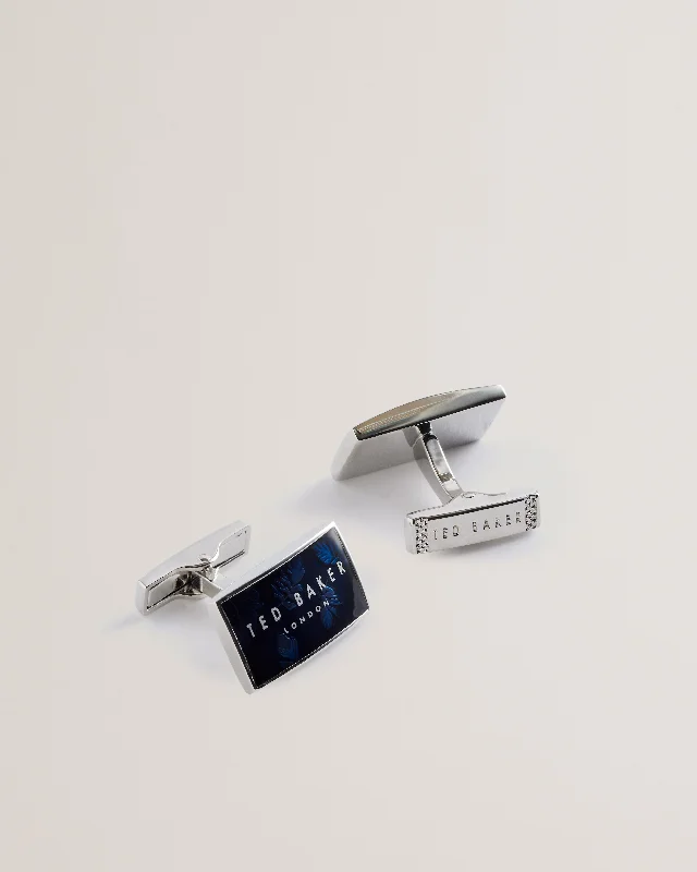 Leroy Enamel Branded Cufflinks Silver