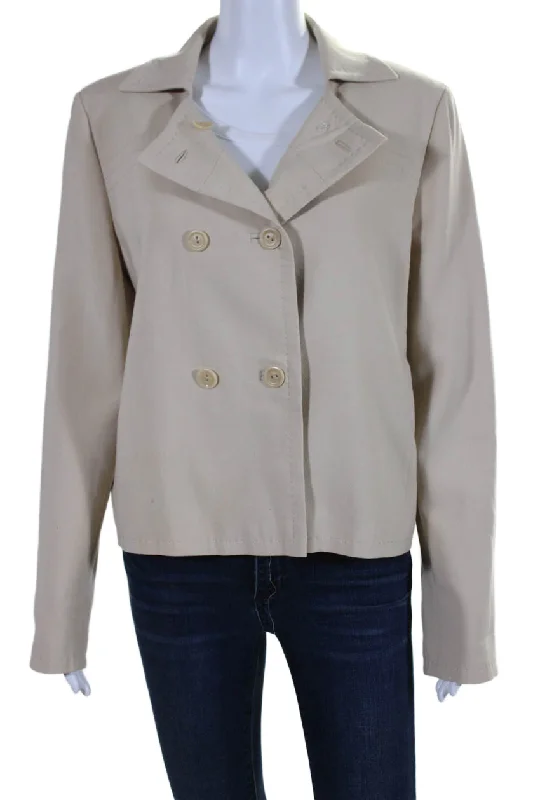 Max Mara Womens Collared Double Breast Buttoned Long Sleeve Jacket Beige