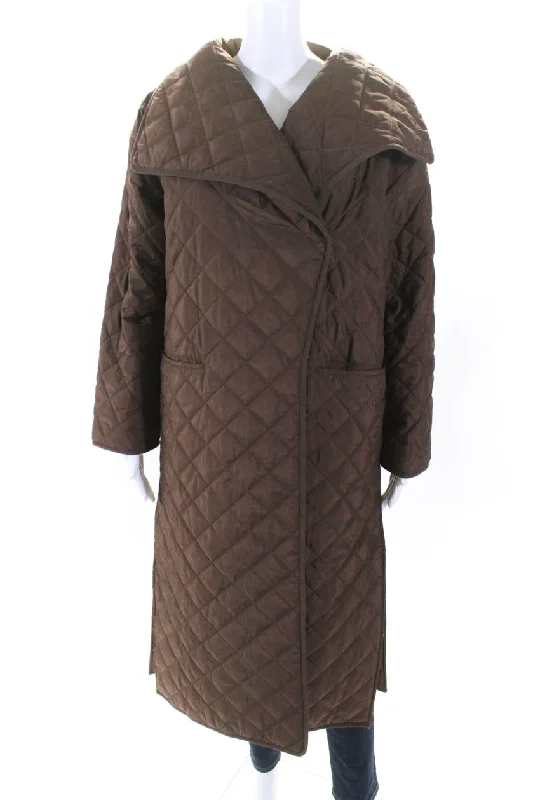 Toteme Women's Collared Long Sleeves Double Breast Quilted Jacket Brown