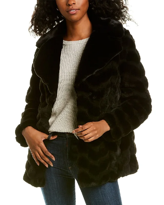 Via Spiga Grooved Faux Fur Down Coat