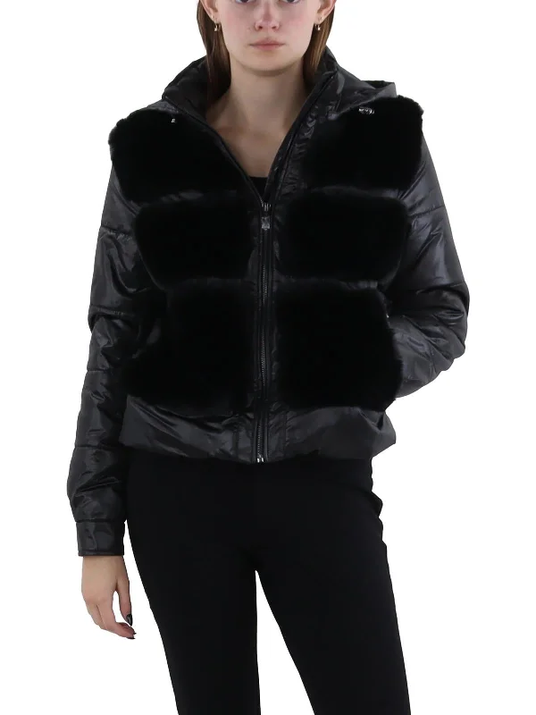 Womens Faux Fur Cold Weather Puffer Jacket