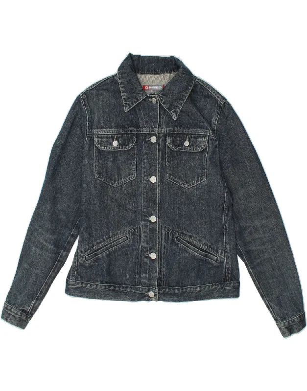 PHARD Womens Crop Denim Jacket UK 14 Large Navy Blue Cotton