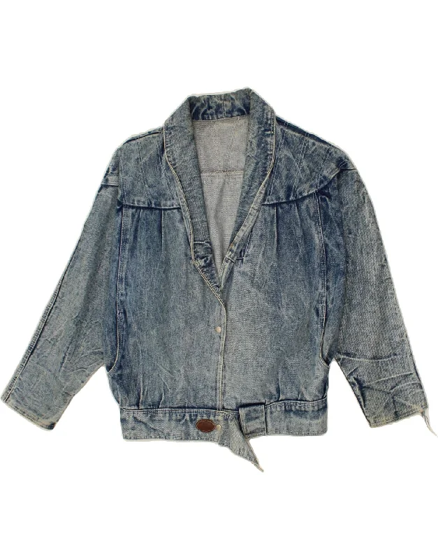 VINTAGE Womens Denim Jacket UK 22 2XL Blue