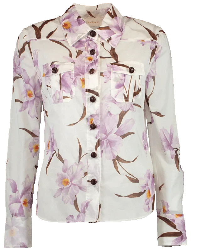 Corsage Orchid Print Shirt