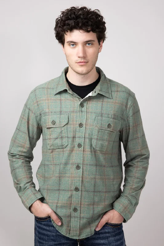 Knit Button Up Flannel Shirt for Men in Martini Olive | HK033-MARTINIOLIVE