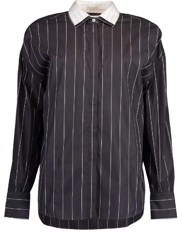 Long Sleeve Striped Poplin Shirt