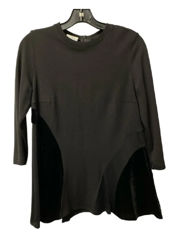 Akris Size 6 Black Viscose Blend Round Neck Back Zip Long Sleeve Top