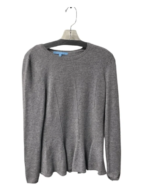 Antonio Melani Size S Gray Cashmere Round Neck Long Sleeve Knit Seam Detail Top