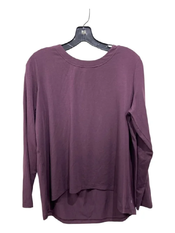 Athleta Size S Dark Purple Cotton Round Neck Long Sleeve Top