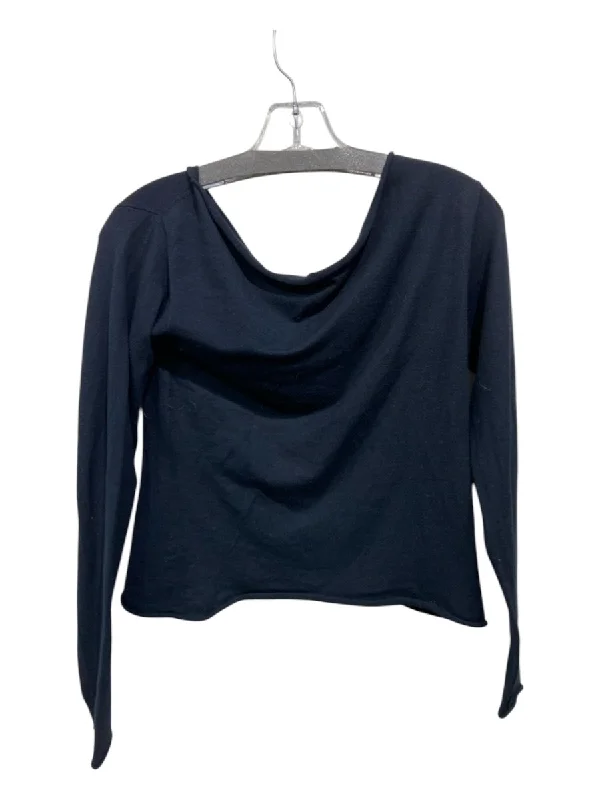 Donna Karan Sig. Size M Navy Blue Viscose Boat Neck Long Sleeve Top