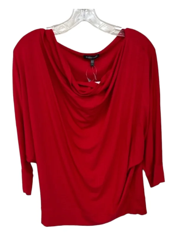 Eileen Fisher Size S Red Rayon Blend Long Sleeve Cow Neck Top