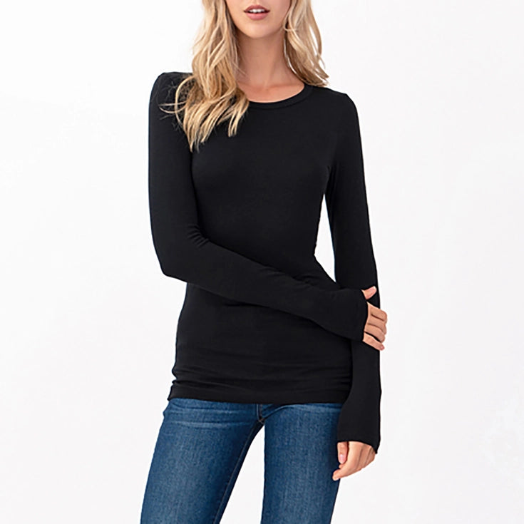 Heimious Long Sleeve Black Top