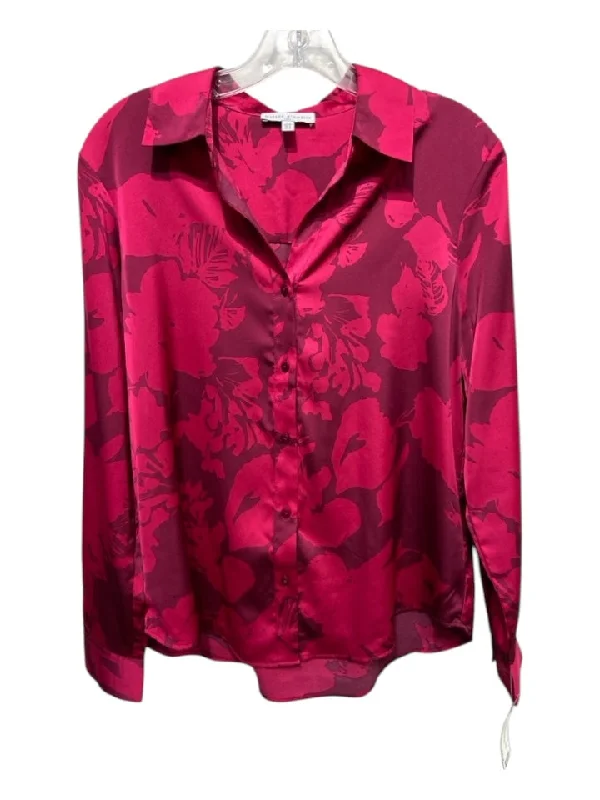 Maison d'Amelie Size S Magenta Polyester Button Up Long Sleeve Floral Print Top