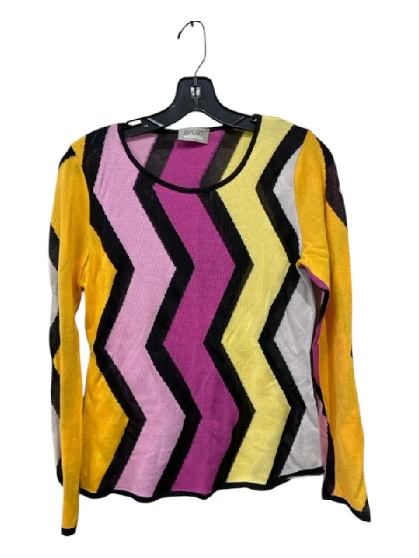 Missoni Sport Size S Purple & Yellow Viscose Knit Chevron Long Sleeve Top