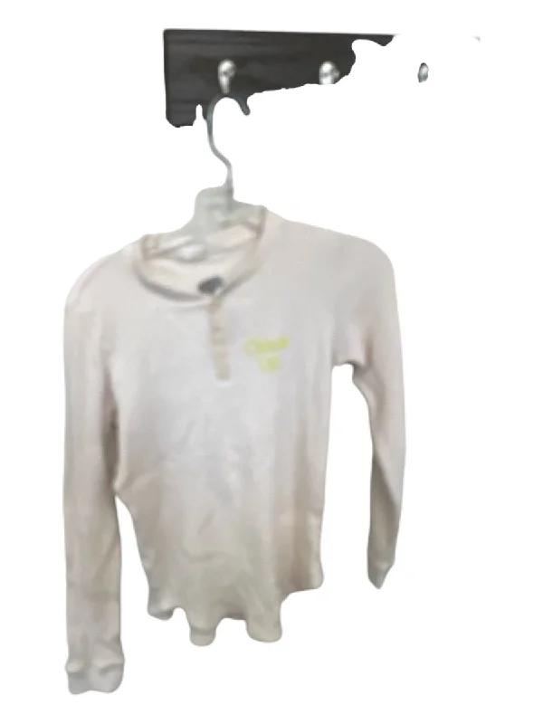 Mother Size Est S Cream Cotton Waffle Buttons Long Sleeve Top