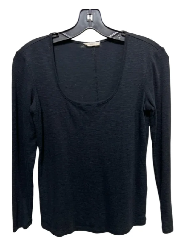 NZT Nic + Zoe Size Small Black Cotton Scoop Neck Long Sleeve Top